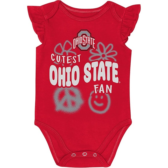 2 Piece Ohio State Buckeyes Scarlett and Gray Onesies - Picture 11 of 13
